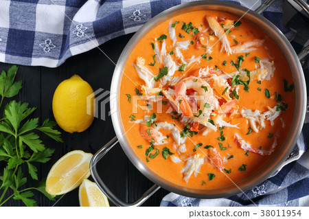 delicious hot bisque of crab and shrimps delicious hot bisque of crab and shrimps 38011954
