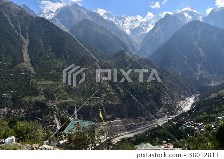 Recon Pio and Kinaul Valley in India Beautiful mountains and villages Traditional houses and the Satrezi River 38012811