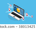 bitcoin with laptop and target symbols 38013425