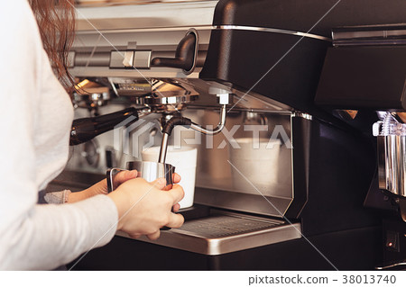 Barista, cafe, making coffee, preparation and 38013740
