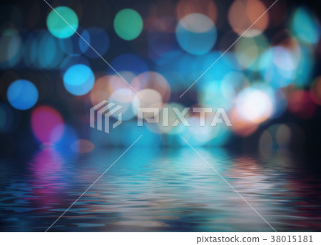 Abstract Colorful Bokeh Background with Reflection 38015181