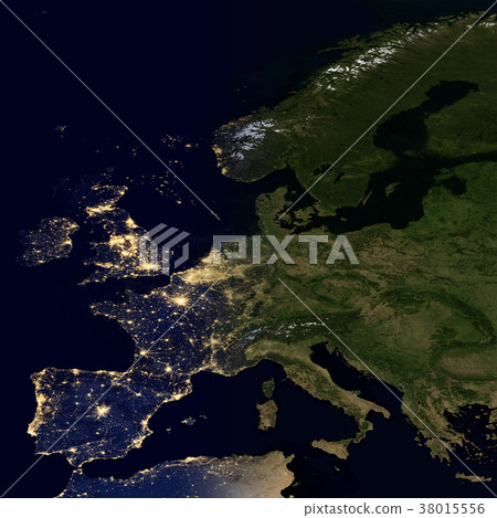 City lights on world map. Europe. 38015556