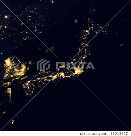 City lights on world map. Japan. 38015557