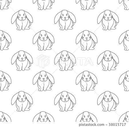 Cute White Rabbit Seamless Background. 38015717