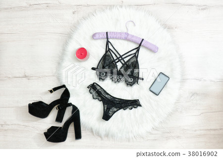 Fashionable concept. Set of lacy underwear Fashionable concept. Set of lacy underwear 38016902