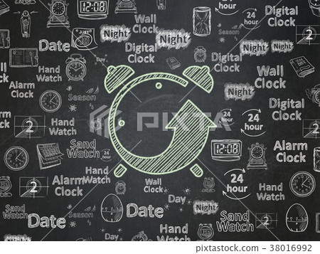 Time concept: Alarm Clock on School board Time concept: Alarm Clock on School board 38016992