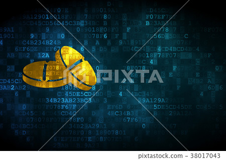 Health concept: Pills on digital background Health concept: Pills on digital background 38017043