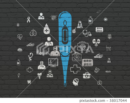 Health concept: Thermometer on wall background 38017044