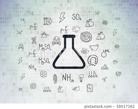 Science concept: Flask on Digital Data Paper Science concept: Flask on Digital Data Paper 38017162
