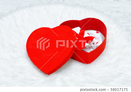 Red gift box in the shape of heart. Underwear 38017175