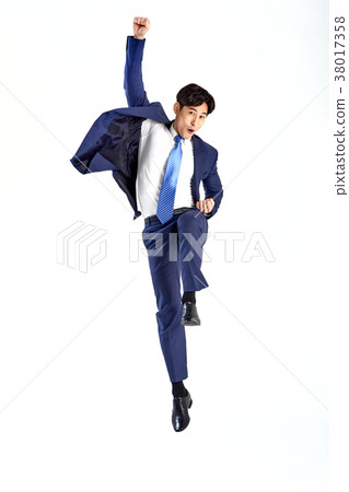 20s man jumping, success, office worker, global business, 20s man jumping, success, office worker, global business, 38017358