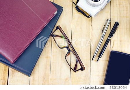 Eye Glasses and smartphone and retro style camera 38018064