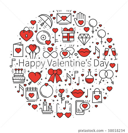 Circle with love symbols in line style. Love Circle with love symbols in line style. Love 38018234