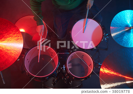 The drum set on the stage. The drum set on the stage. 38019778
