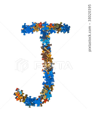 Letter J made of puzzle pieces Letter J made of puzzle pieces 38020395