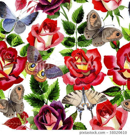 Wildflower two-color dark red rose flower pattern Wildflower two-color dark red rose flower pattern 38020610