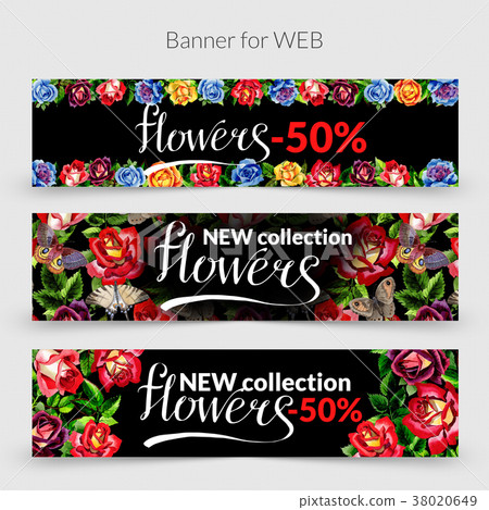 Wildflower two-color dark red rose flower frame in Wildflower two-color dark red rose flower frame in 38020649