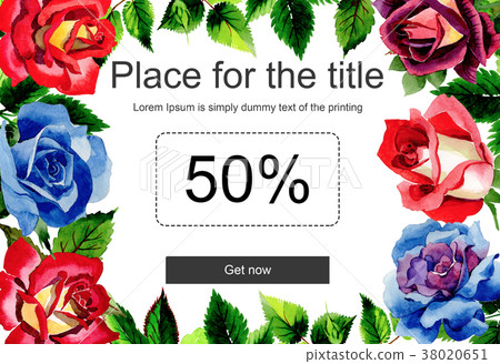 Wildflower two-color dark red rose flower frame in 38020651