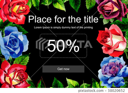 Wildflower two-color dark red rose flower frame in Wildflower two-color dark red rose flower frame in 38020652