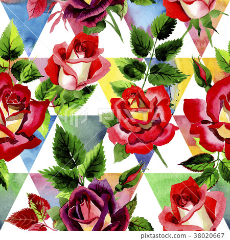 Wildflower two-color dark red rose flower pattern Wildflower two-color dark red rose flower pattern 38020667