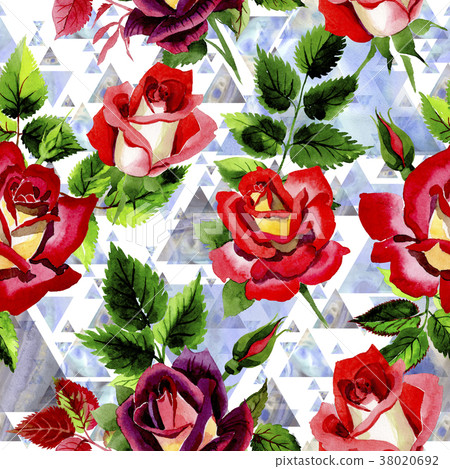 Wildflower two-color dark red rose flower pattern Wildflower two-color dark red rose flower pattern 38020692
