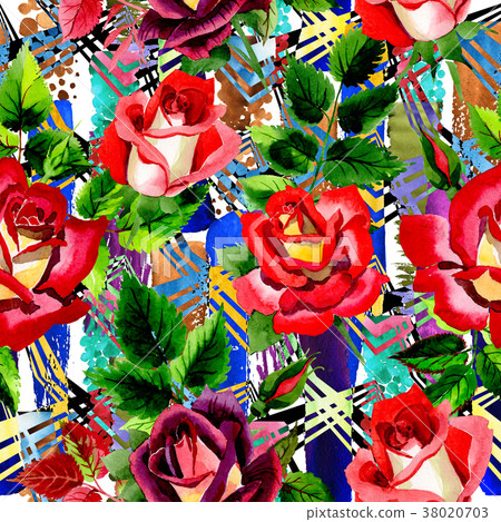 Wildflower two-color dark red rose flower pattern Wildflower two-color dark red rose flower pattern 38020703