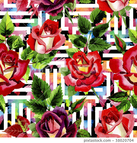 Wildflower two-color dark red rose flower pattern Wildflower two-color dark red rose flower pattern 38020704