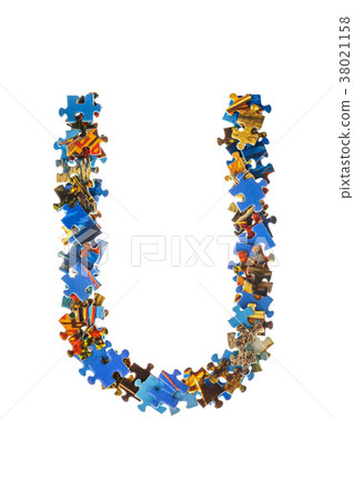 Letter U made of puzzle pieces Letter U made of puzzle pieces 38021158