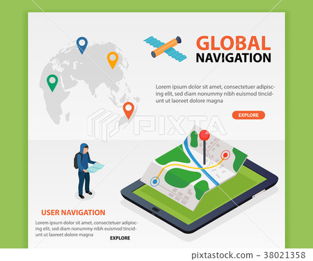 Flat 3d isometric mobile GPS navigation map. - Stock Illustration ...