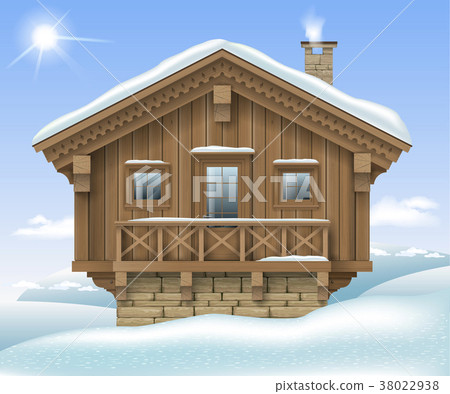 Wooden house in the winter mountains Wooden house in the winter mountains 38022938