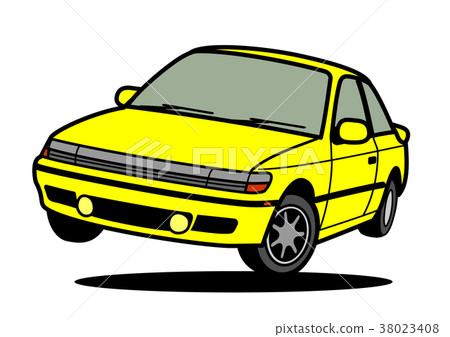 Nostalgic domestic sports car yellow jump car illustration 38023408