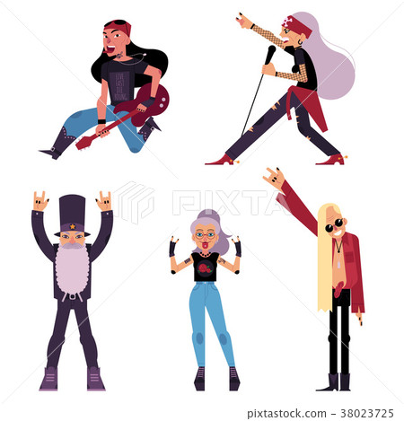 Set of elder, old rock musicians and singers Set of elder, old rock musicians and singers 38023725
