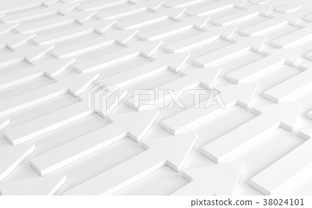 A lot of white arrows laying on white. 3d render 38024101