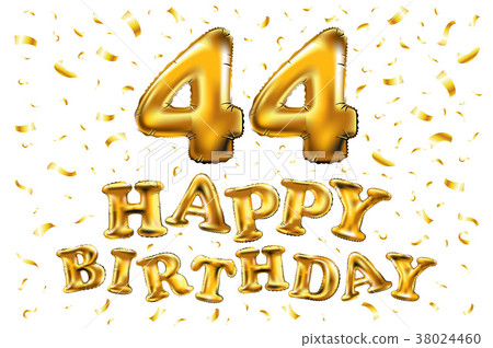 vector Golden 44 number Fortyfour metallic balloon vector Golden 44 number Fortyfour metallic balloon 38024460