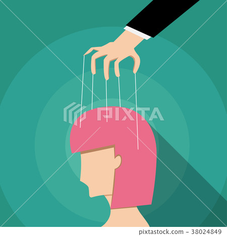 Businessman control woman's mind , vector design 38024849