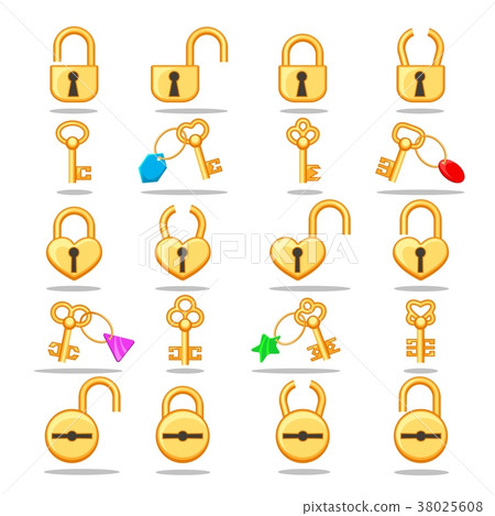 Gold locks and keys 38025608