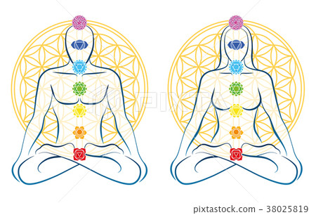 Flower Of Life Chakras Couple Yoga Meditation 38025819