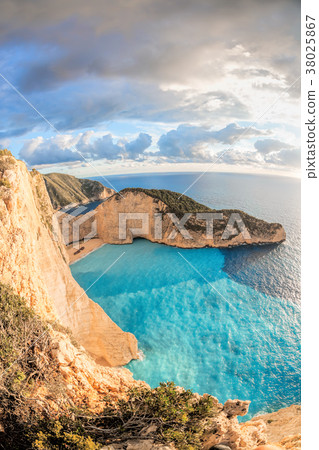 Navagio beach and shipwreck on Zakynthos in Greece 38025867