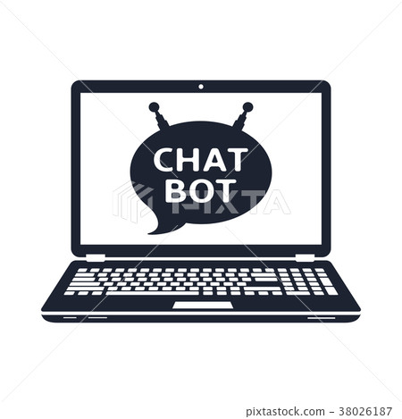 Laptop with chat bot icon 38026187