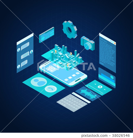 Mobile Phone Concept 3d Isometric View. Vector Mobile Phone Concept 3d Isometric View. Vector 38026546
