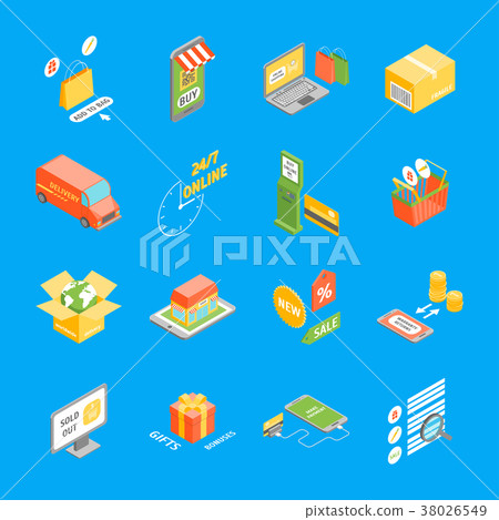 Online Shopping Icons Set Isometric View. Vector - Stock Illustration ...