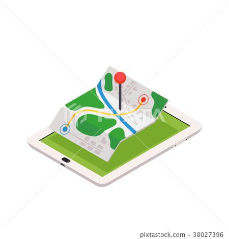 3d isometric mobile GPS navigation concept - Stock Illustration ...