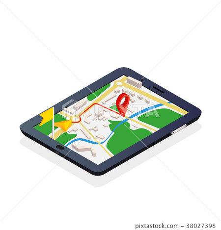3d isometric mobile GPS navigation concept - Stock Illustration ...
