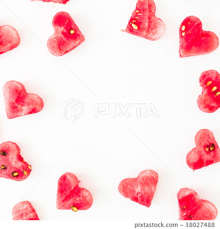 Valentine's day frame made of watermelon on white 38027488