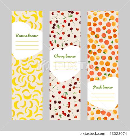 Set of vertical fruit banners. Harvest series. Set of vertical fruit banners. Harvest series. 38028074