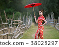 Chinese women in red dress 38028297