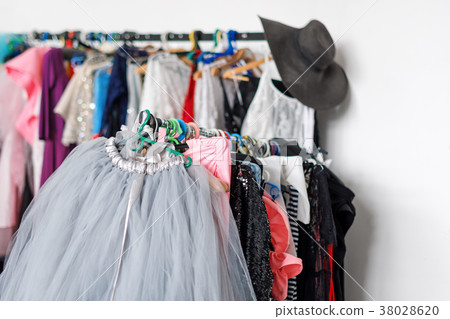 Many ladies evening gown long dresses on hanger in Many ladies evening gown long dresses on hanger in 38028620