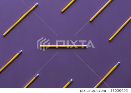 Pencils with eraser tops on purple background Pencils with eraser tops on purple background 38030493