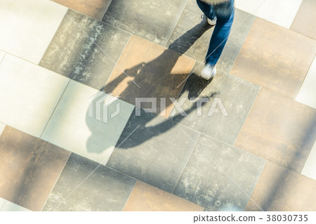 Young Guy Walking, View from Above Young Guy Walking, View from Above 38030735