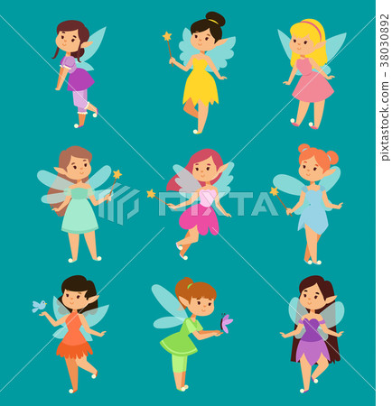 Beautiful fairy princesses vector fairy wings fly Beautiful fairy princesses vector fairy wings fly 38030892